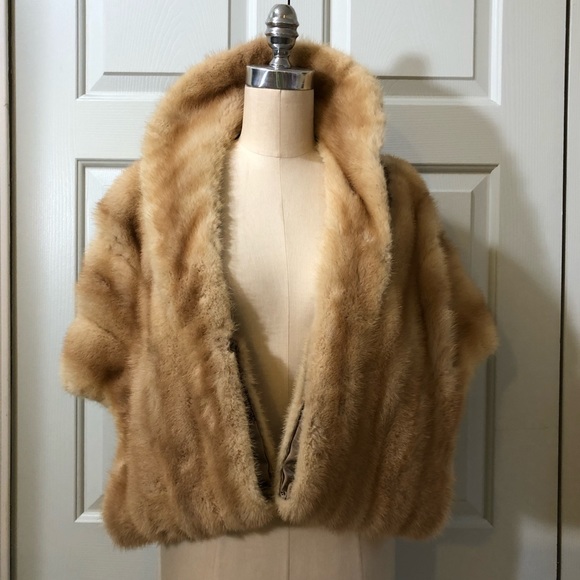 Vintage Joseph Palanker & Sons Adjustable Length Mink Stole Beige - Picture 8 of 16